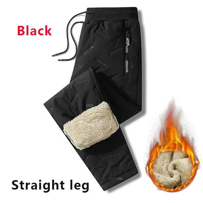 Winter Sweatwear Men Plush Thick Fleece Sweatpant Lambswool Thermal Trousers Casual Pants Waterproof Windproof Warm Cotton Pants - Durage Collection