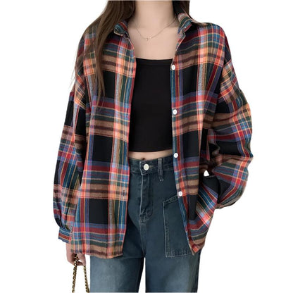 Casual Vintage Check Blouse - Durage Collection