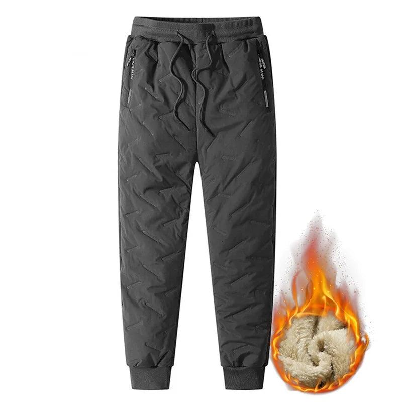 Winter Sweatwear Men Plush Thick Fleece Sweatpant Lambswool Thermal Trousers Casual Pants Waterproof Windproof Warm Cotton Pants - Durage Collection