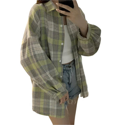 Casual Vintage Check Blouse - Durage Collection