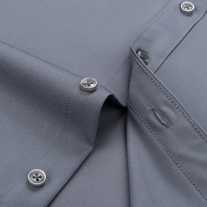 New Men's Solid Color Business Shirt Formal Fashion Thin Classic Basic Casual Slim White Long Sleeve Social Shirt Brand Clothes - Durage Collection