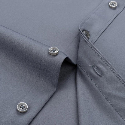 New Men's Solid Color Business Shirt Formal Fashion Thin Classic Basic Casual Slim White Long Sleeve Social Shirt Brand Clothes - Durage Collection