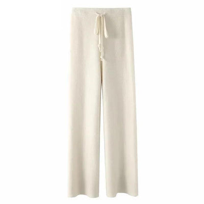 Autumn and Winter New High-waisted Loose Wool Knitted Wide-leg Trousers for Women To Wear Straight Leg Wide-leg Moped Trousers - Durage Collection