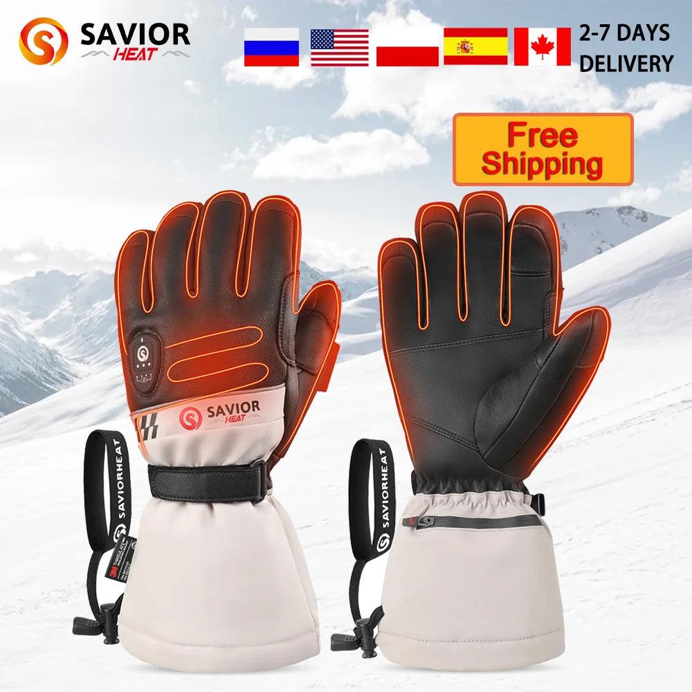 Savior Heated Brand Winter Gloves Men Women Ski Heating Rechargeable Batteries With Charger Wam For Outdoors Skating Bluetooth - Durage Collection