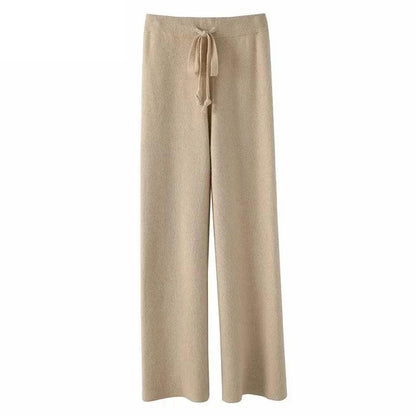 Autumn and Winter New High-waisted Loose Wool Knitted Wide-leg Trousers for Women To Wear Straight Leg Wide-leg Moped Trousers - Durage Collection