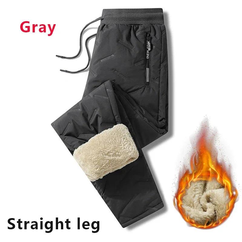 Winter Sweatwear Men Plush Thick Fleece Sweatpant Lambswool Thermal Trousers Casual Pants Waterproof Windproof Warm Cotton Pants - Durage Collection
