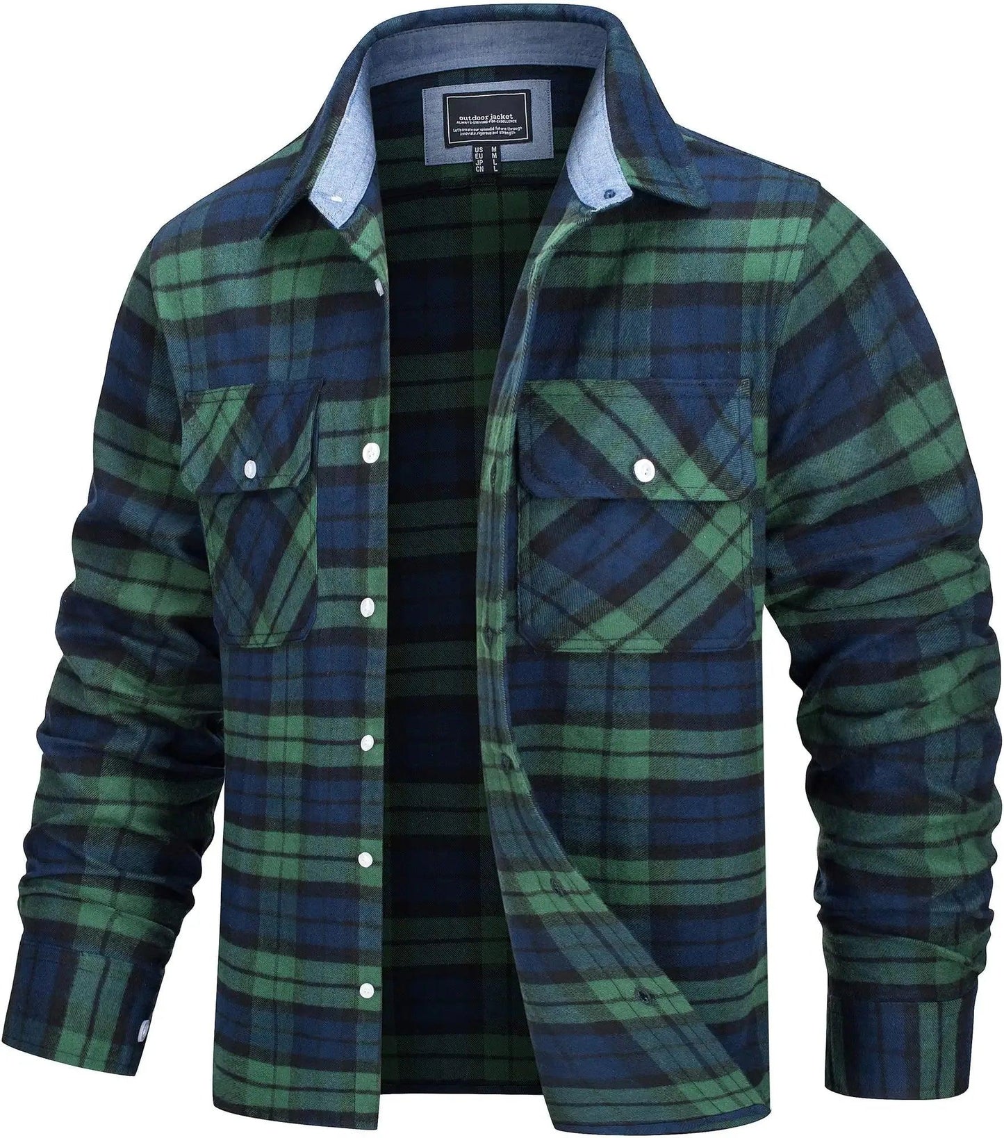 TACVASEN Oversize Lightweight Shirt Jacket Button Down Cotton Plaid Shirts Mens Long Sleeve Streetwear Flannel Shirts W/ Pockets - Durage Collection