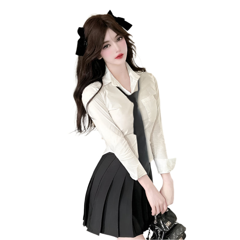 Gidyq Elegant Women Korean Shirts Fashion Streetwear Female Slim Blouse Spring Y2K Casual Office Ladies Sexy Cropped Tops New - Durage Collection
