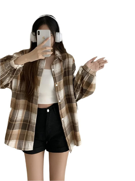 Casual Vintage Check Blouse - Durage Collection