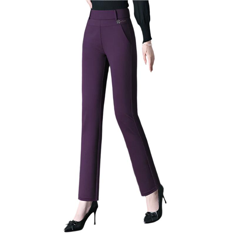 Plus Size High Waisted Straight Leg Trousers - Durage Collection