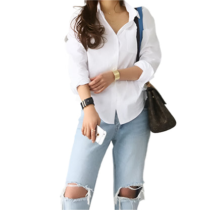 Cotton Blouse White Shirt Fashion Women Blusas Mujer De Moda OL Style Tops Casual Ladies Long Sleeve Shirts and Blouses 3496 - Durage Collection