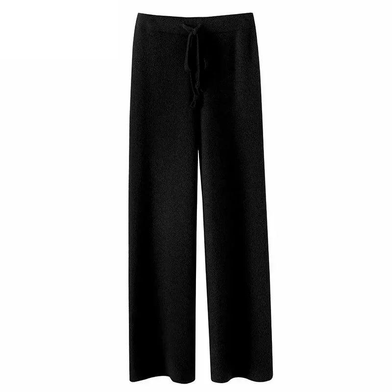 Autumn and Winter New High-waisted Loose Wool Knitted Wide-leg Trousers for Women To Wear Straight Leg Wide-leg Moped Trousers - Durage Collection