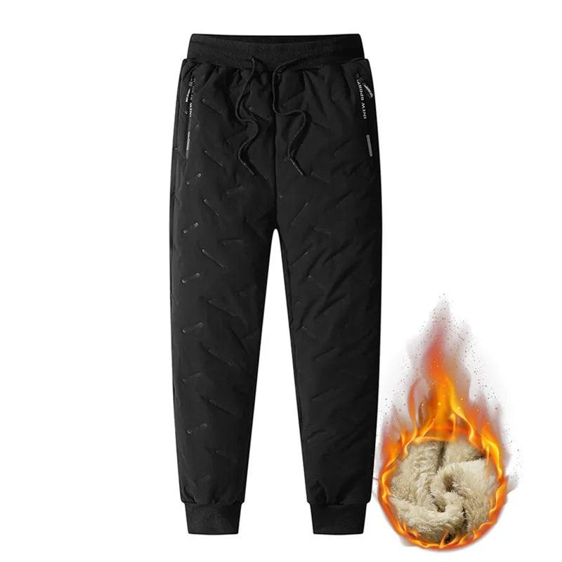 Winter Sweatwear Men Plush Thick Fleece Sweatpant Lambswool Thermal Trousers Casual Pants Waterproof Windproof Warm Cotton Pants - Durage Collection
