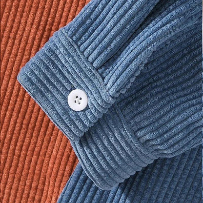 Corduroy Men Shirt Casual Patchwork Lapel Turn Down Button Long Sleeve Shirt Streetwear Leisure Luxury Clothing 2023 - Durage Collection