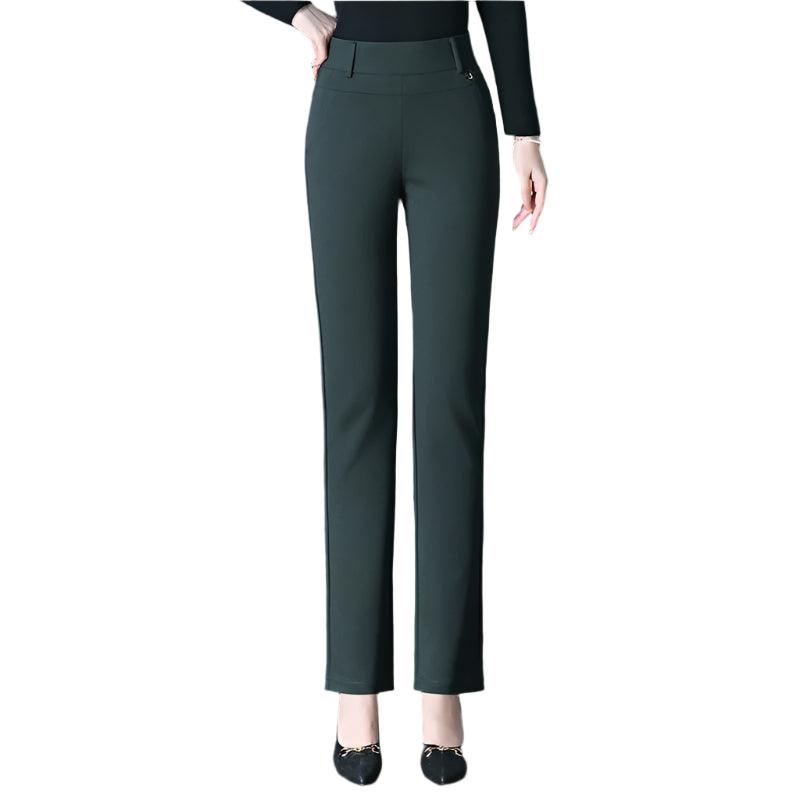 Plus Size High Waisted Straight Leg Trousers - Durage Collection