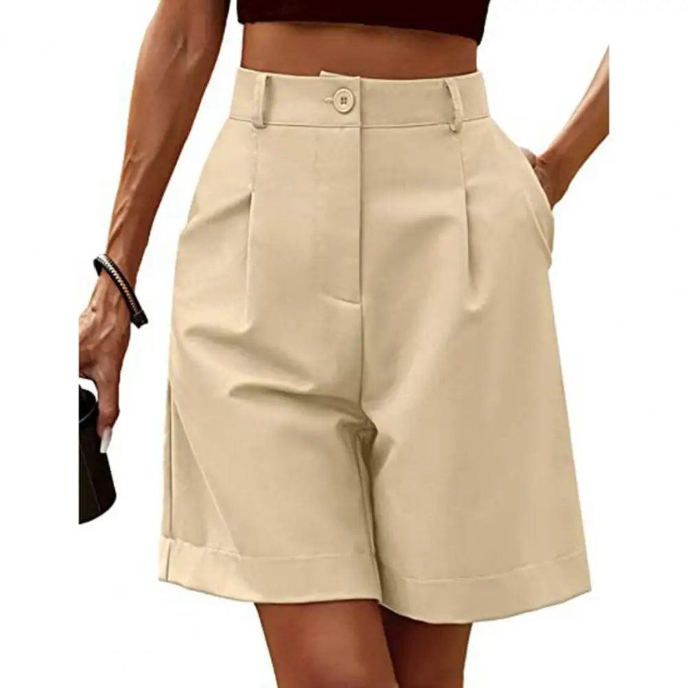 Women Suit Shorts Solid Color Loose Breathable Ladies Summer Suit Short Pants Trousers Women Wide Leg Shorts Womenswear - Durage Collection