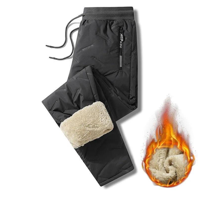 Winter Sweatwear Men Plush Thick Fleece Sweatpant Lambswool Thermal Trousers Casual Pants Waterproof Windproof Warm Cotton Pants - Durage Collection