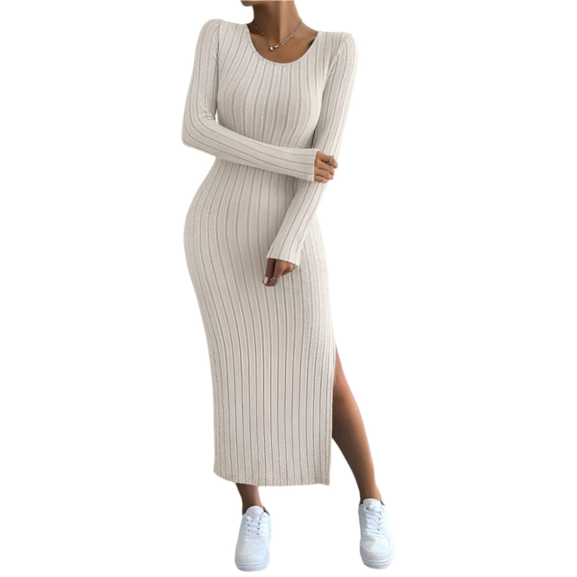 Muse French Stripe Split Midi Dress - Durage Collection