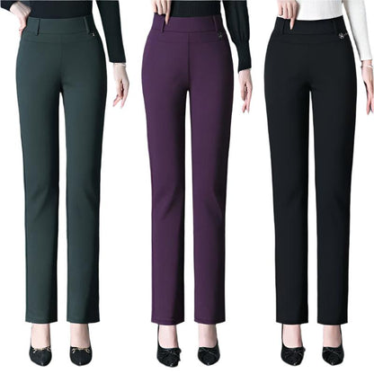 Plus Size High Waisted Straight Leg Trousers - Durage Collection