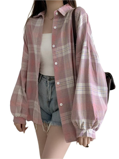 Casual Vintage Check Blouse - Durage Collection