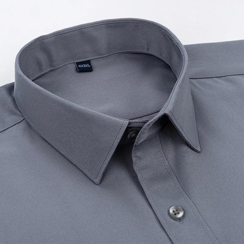 New Men's Solid Color Business Shirt Formal Fashion Thin Classic Basic Casual Slim White Long Sleeve Social Shirt Brand Clothes - Durage Collection