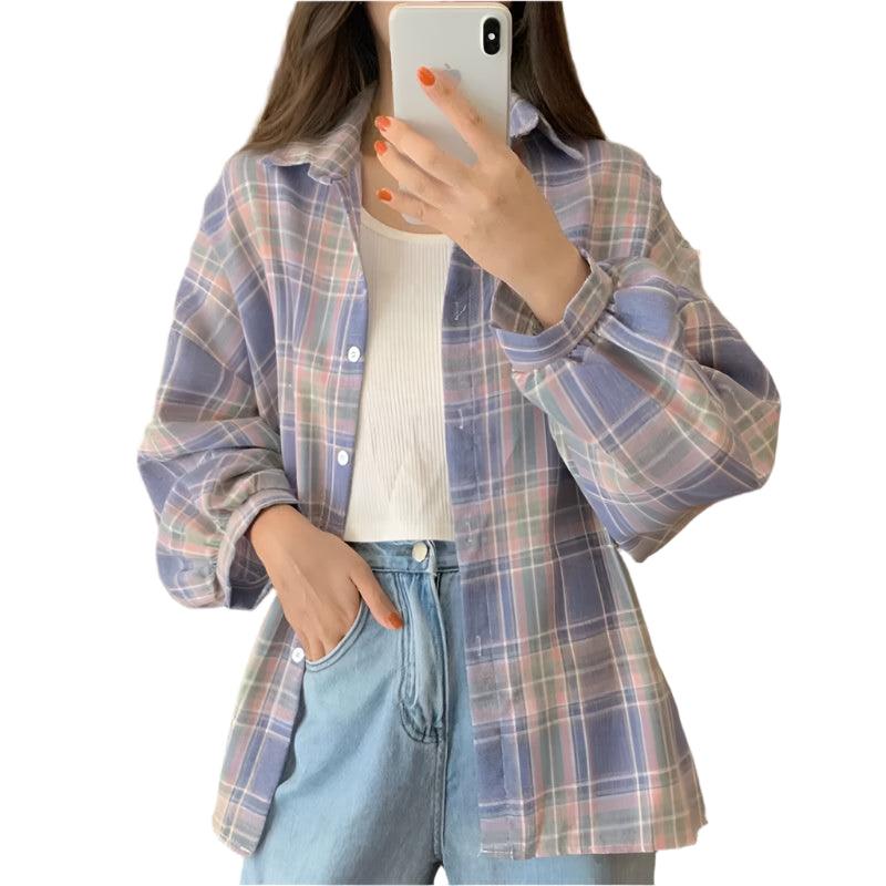 Casual Vintage Check Blouse - Durage Collection