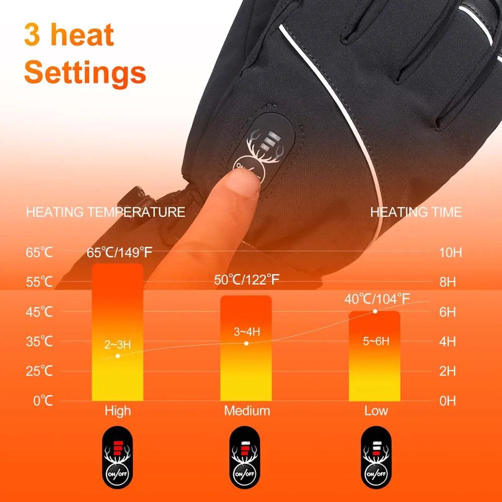 Winter Thermal Electric Heated Skiing Gloves Warm Men Women Touch Screen Rechargable Electric Heating Gloves Motorcycle 2022 - Durage Collection
