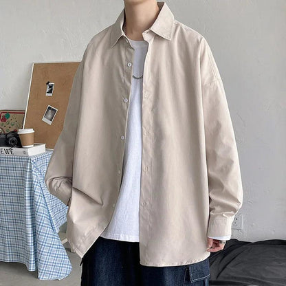 Men Korean Fashion White Long Sleeve Shirts 2023 Mens Harajuku Black Oversized Shirt Male Button Up Shirts Blouses 5XL - Durage Collection