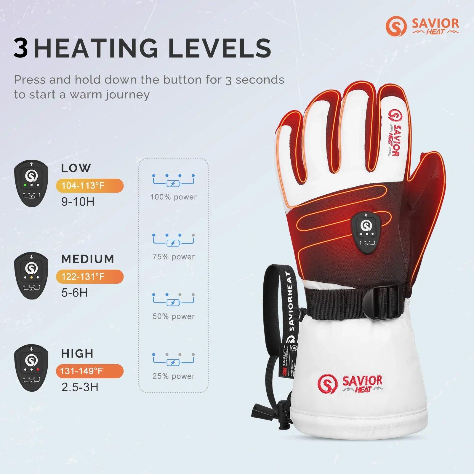 Savior Heated Brand Winter Gloves Men Women Ski Heating Rechargeable Batteries With Charger Wam For Outdoors Skating Bluetooth - Durage Collection