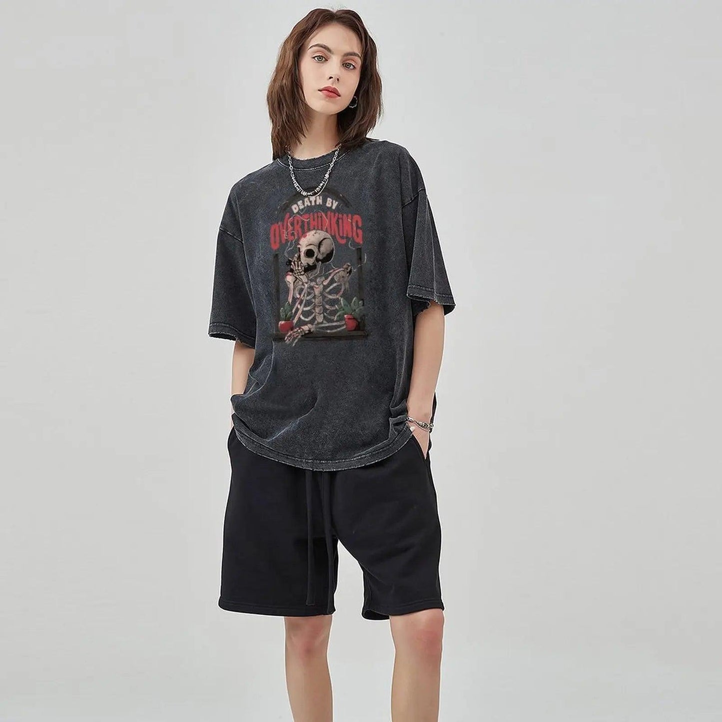 Anime Skull Man Series Print T Shirt For Unisex , Retro Washed Hip Hop T-shirts Streetwear, 100% Cotton Tops Tees, Taylors Swift - Durage Collection