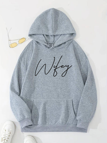 Loose Printed Hooded Sweatshirt For Women Long Sleeve Plus Velvet Kangaroo Pocket Top Casual Sports Pullover - Durage Collection