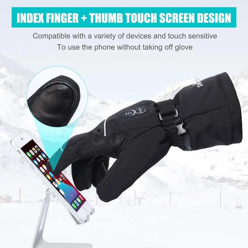 Winter Thermal Electric Heated Skiing Gloves Warm Men Women Touch Screen Rechargable Electric Heating Gloves Motorcycle 2022 - Durage Collection