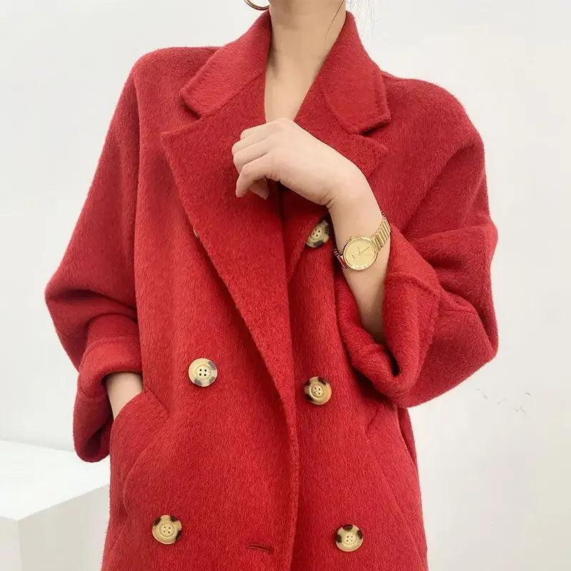 Alpaca Wool Mid Length Coat - Durage Collection