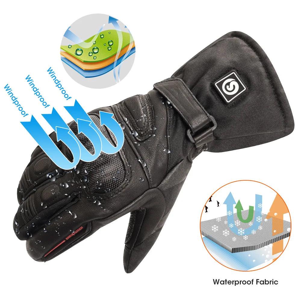 Touchable Thermal Riding Motorcycle Winter Gloves Women Goatskin Soft Waterproof Tactical Winter Gloves Men Warm Heating Gloves - Durage Collection