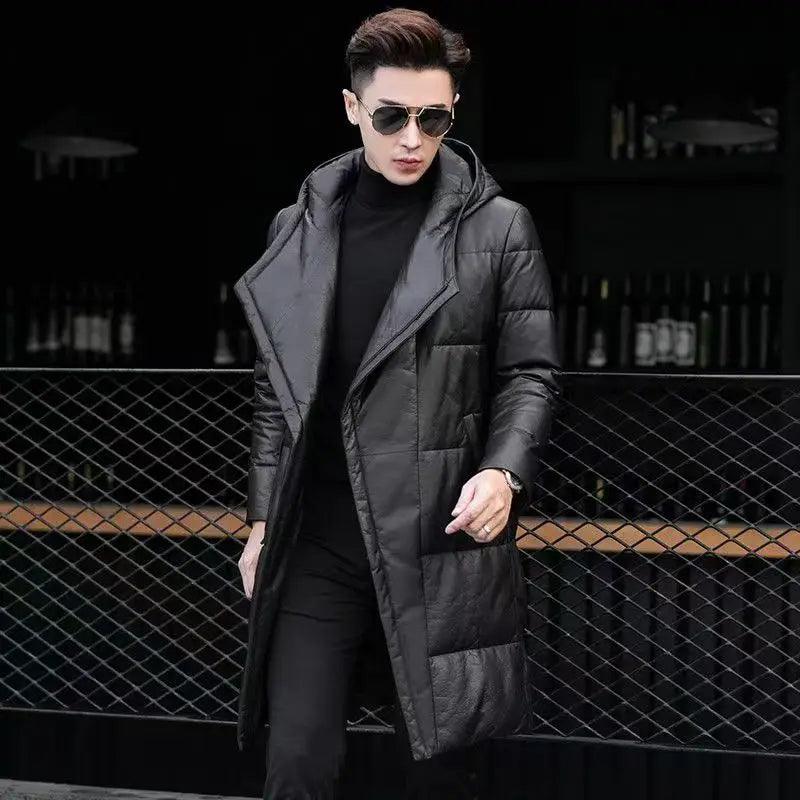 2025 new arrival winter 90% white duck down natural genuine leather casual jackets men,sheepskin coat ,Plus-size S-5XL 22069 - Durage Collection