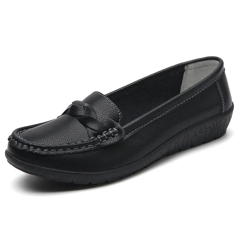 Women Flats Wedge Genuine Leather Fashion Comfortable Shoes Women Slip On Nurse Shoes Moccasins Outdoor Plus Size Tenis Feminino - Durage Collection