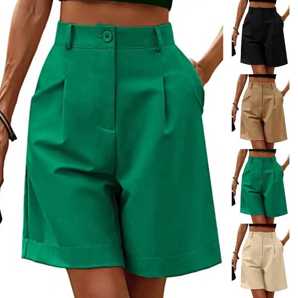 Women Suit Shorts Solid Color Loose Breathable Ladies Summer Suit Short Pants Trousers Women Wide Leg Shorts Womenswear - Durage Collection