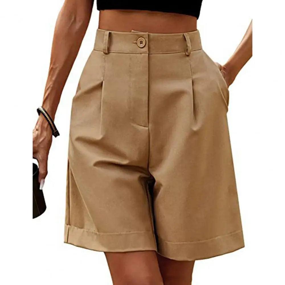 Women Suit Shorts Solid Color Loose Breathable Ladies Summer Suit Short Pants Trousers Women Wide Leg Shorts Womenswear - Durage Collection