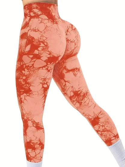 Women's Tie-Dye Seamless Peach Butt High Waist Butt Pants Stretch Fitness Yoga Pants Gym Leggings - Durage Collection