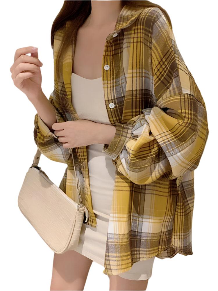 Casual Vintage Check Blouse - Durage Collection