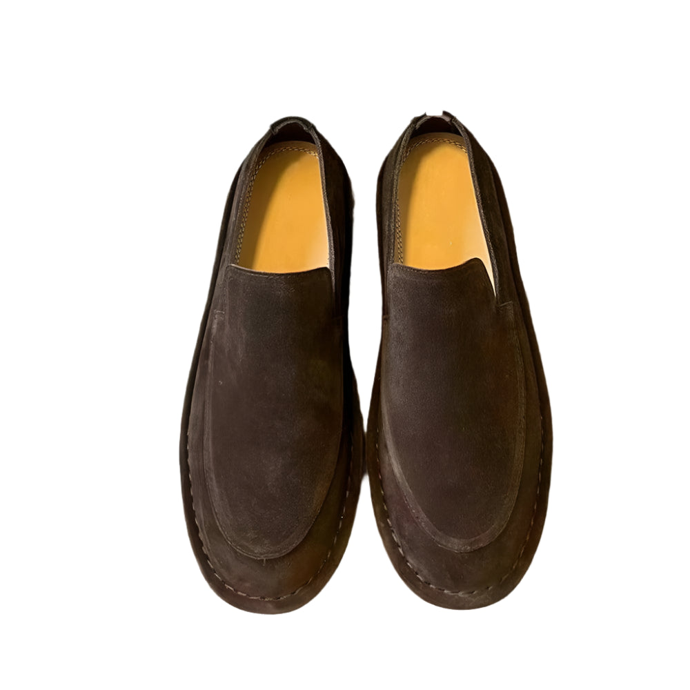 Cow suede material Shoe Round Toe Vintage Loafers Genuine Leather Simple Flat Shoes Women's Solid Color Versatile Casual Shoes - Durage Collection