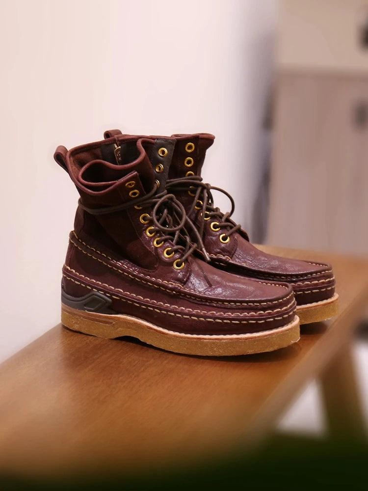 VISVIM Men's Streetwear Shoes Fashion Handmade Shoes for Men Male Bison Leather Casual Boots Men's Outdoor Sports Shoes - Durage Collection