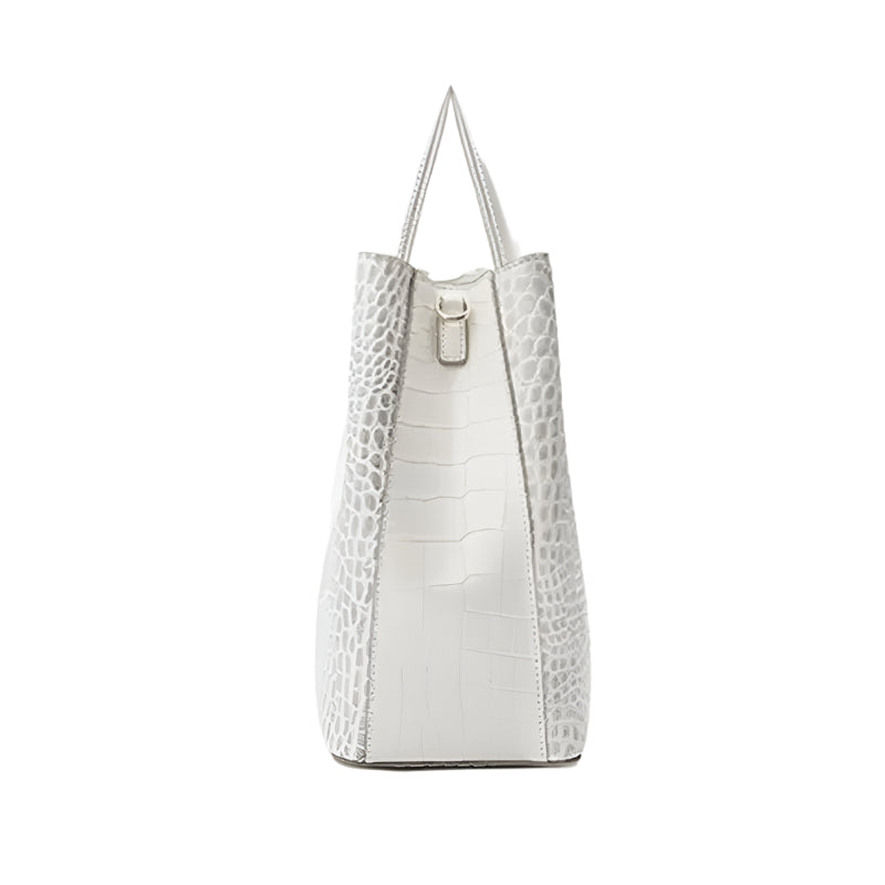 Elegant Genuine Leather Handbag with Crocodile Pattern - Durage Collection