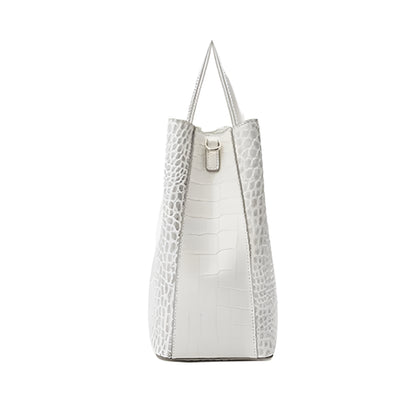 Elegant Genuine Leather Handbag with Crocodile Pattern - Durage Collection