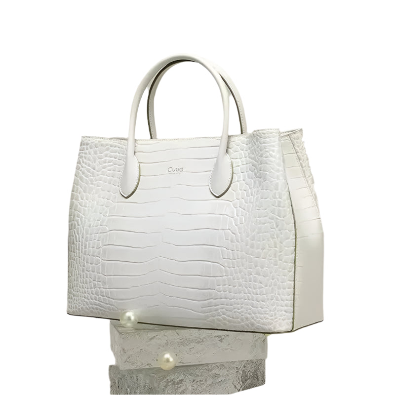 Elegant Genuine Leather Handbag with Crocodile Pattern - Durage Collection