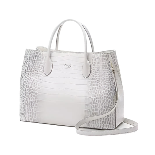 Elegant Genuine Leather Handbag with Crocodile Pattern - Durage Collection