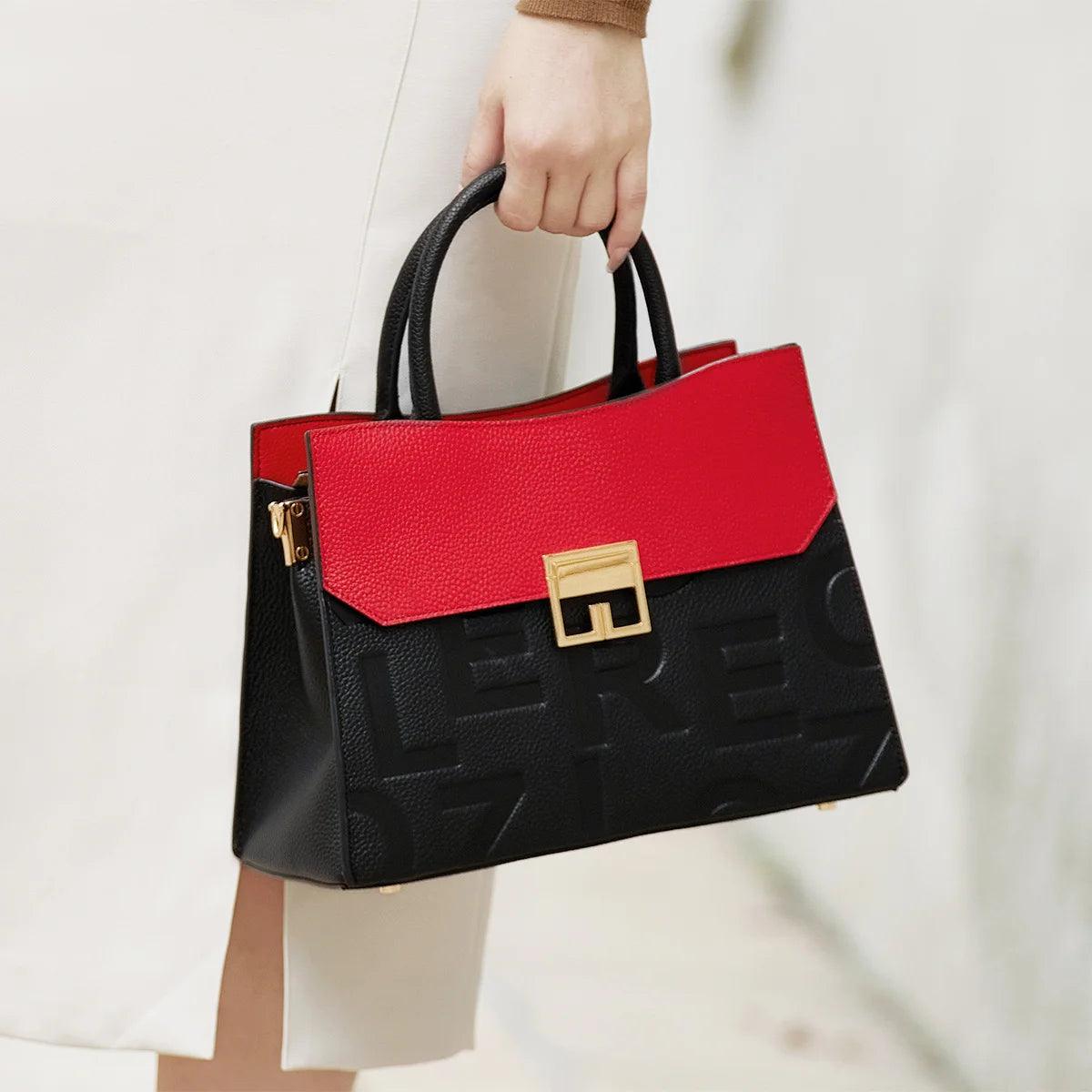 ZOOLER 100 Genuine Leather Red Black Shoulder Bag - Durage Collection