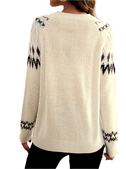 Geometric Patterned Knitted Pullover - Durage Collection