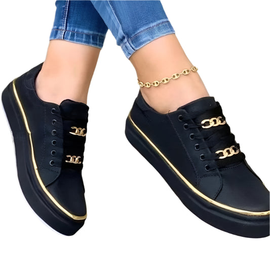 Chain Flats Shoes Thick Bottom Loafers For Walking Sports Shoes For Women - Durage Collection