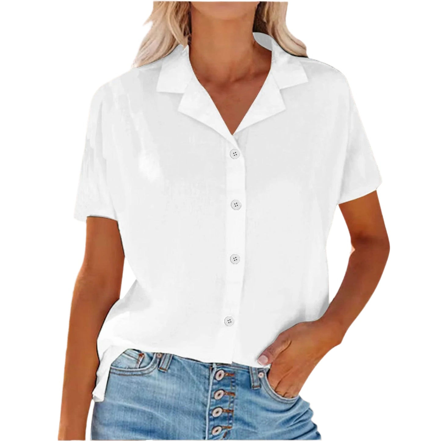 Lapel Cotton And Linen Casual Shirt For Women - Durage Collection